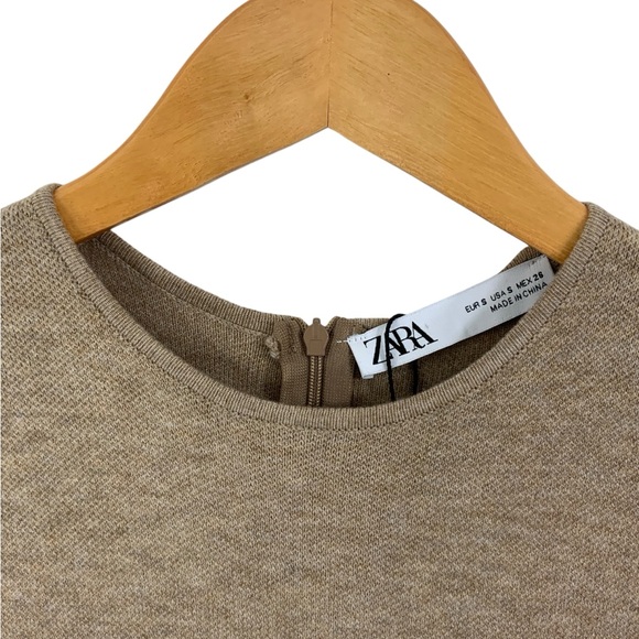 ZARA Sleeveless Sweater Dress Camel Tan Beige Brown Knit Size Small D22 - Picture 8 of 8